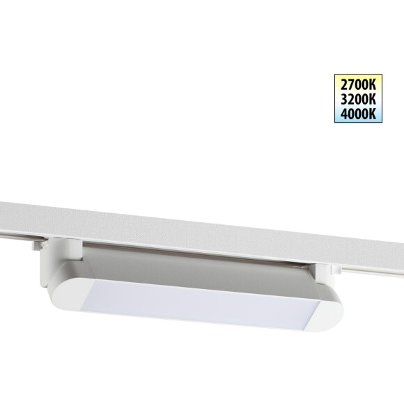 Novotech ITER 359797 Белый линейный поворотный однофазный трехжильный трековый светильник 26см, с CCT переключением цветовой температуры LED 12Вт 921Лм 110° CRI90 2700-3200-4000К IP20 220V