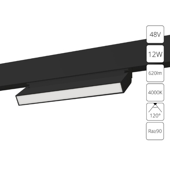 A4669PL-1BK Трековый магнитный светодиодный светильник Arte Lamp Linea 2.0 CRI90+ 4000К 620Лм 120° 12Вт