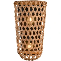 Favourite Recinto 4888-1W Уличный настенный светильник (бра) влагозащищенный, с плафоном из ротанга коричневого цвета шириной 21см, высота 40см, глубина 12см, под сменную лампу Е27, IP44, 220В