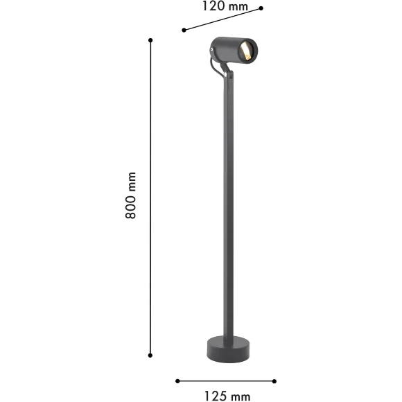 Favourite Slit 4807-1F Уличный современный напольный ландшафтный светильник высотой 80 см, поворотный плафон цилиндр, черный металл, стекло, LED 6Вт 3000K 525Лм CRI90 30° IP65 220В