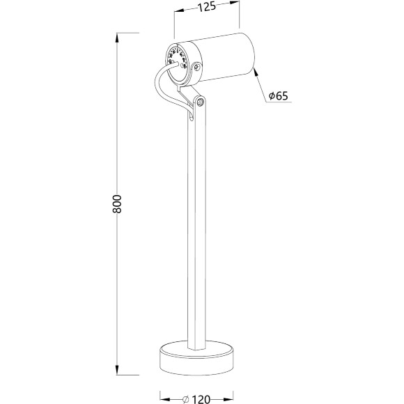 Favourite Slit 4807-1F Уличный современный напольный ландшафтный светильник высотой 80 см, поворотный плафон цилиндр, черный металл, стекло, LED 6Вт 3000K 525Лм CRI90 30° IP65 220В
