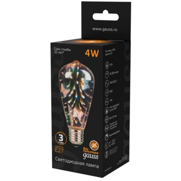 147802404 Лампа Gauss Filament ST64 4W Е27 Butterfly-3D LED 1/10/40