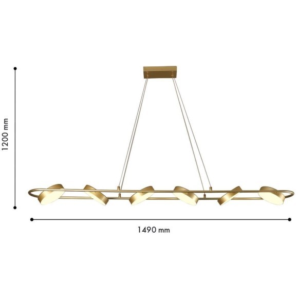 4677-6P, подвесная люстра, L1490xW190xH145/1200, LEDx90W, 3100LM, 3000-6000K, IP20, included, remote control