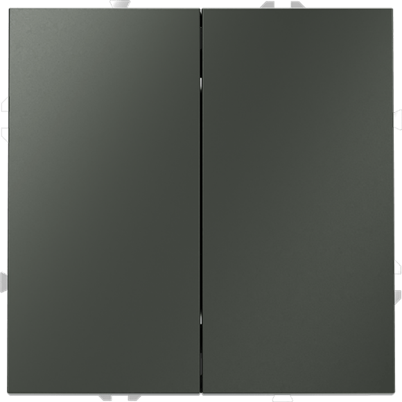 VLS020306 Проходной выключатель (переключатель) двухклавишный встраиваемый титанового цвета 10А (2200 Ватт) VOLTUM S70 (титан)