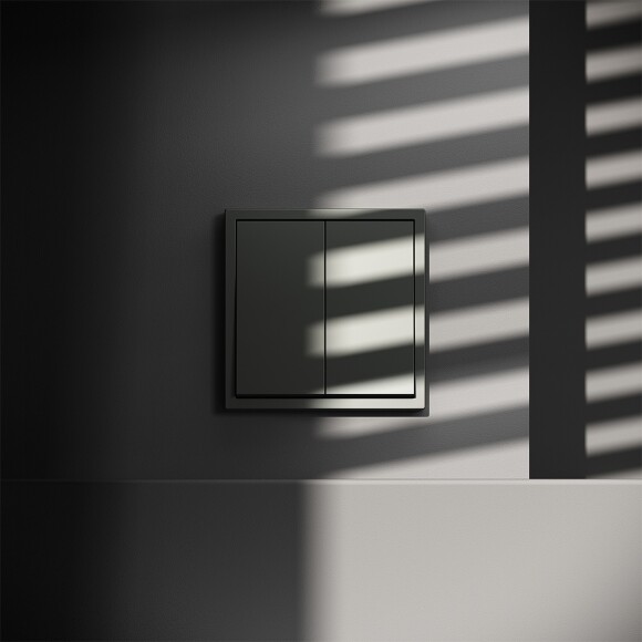 VLS020306 Проходной выключатель (переключатель) двухклавишный встраиваемый титанового цвета 10А (2200 Ватт) VOLTUM S70 (титан)