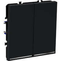 VLS020407 Проходной выключатель (переключатель) двухклавишный с подсветкой встраиваемый графитового цвета 10А (2200 Ватт) VOLTUM S70 (графит)