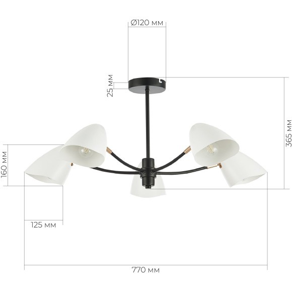 SLE103602-05 Светильник потолочный Черный, Золотой/Белый E14 5*40W SATTA