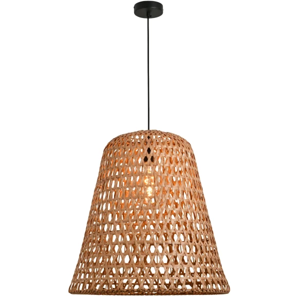 Favourite Recinto 4888-2P Уличный подвесной влагозащищенный светильник из ротанга коричневого цвета, диаметр 50см, под сменную лампу Е27, IP44, 220В, габаритные размеры в мм H2020xD500xHm550