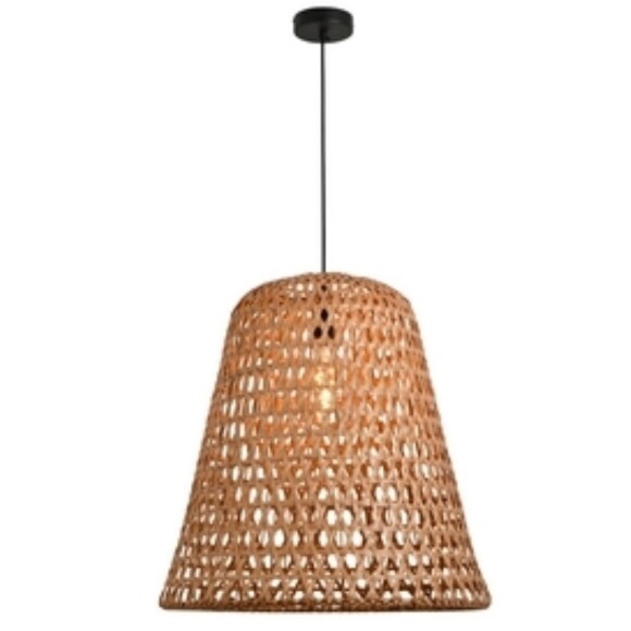 Favourite Recinto 4888-2P Уличный подвесной влагозащищенный светильник из ротанга коричневого цвета, диаметр 50см, под сменную лампу Е27, IP44, 220В, габаритные размеры в мм H2020xD500xHm550