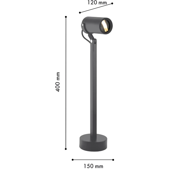 Favourite Slit 4807-1T Уличный современный напольный ландшафтный светильник высотой 40 см, поворотный плафон цилиндр, черный металл, стекло, LED 6Вт 3000K 525Лм CRI90 30° IP65 220В
