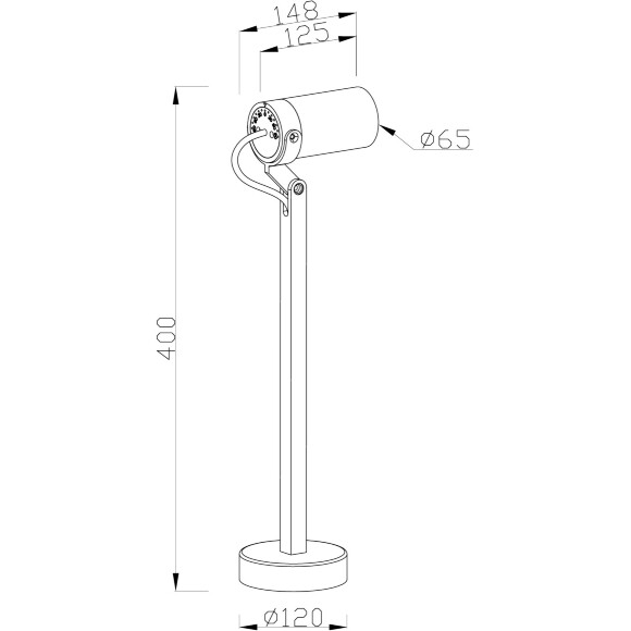 Favourite Slit 4807-1T Уличный современный напольный ландшафтный светильник высотой 40 см, поворотный плафон цилиндр, черный металл, стекло, LED 6Вт 3000K 525Лм CRI90 30° IP65 220В