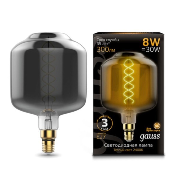 164802008 Лампа Gauss Filament DL180 8W 300lm 2400К Е27 gray flexible LED 1/6