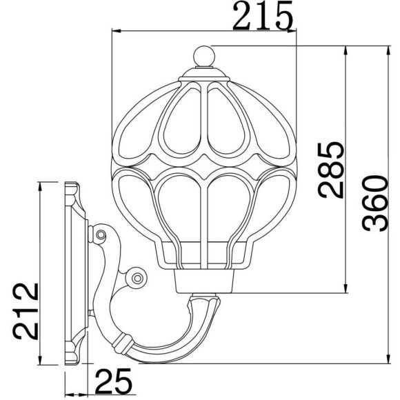 Настенный фонарь уличный Via O024WL-01G IP65