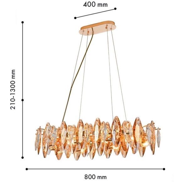 4719-8PC, Подвесная люстра, L800xW400xH210/1100, 8xE14x40W, excluded