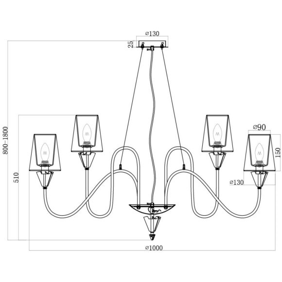 Люстра подвесная Maytoni MOD078PL-09CH Florero под лампы 9xE14 40W