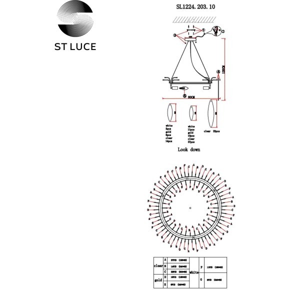 SL1224.203.10 Люстра подвесная ST-Luce Золотистый/Прозрачный, Белый E14 10*60W LASTRA SL1224.203.10 Люстра подвесная ST-Luce Золотистый/Прозрачный, Белый E14 10*60W LASTRA