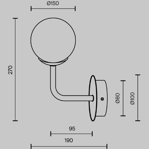 Бра Maytoni Erich MOD221-WL-01-N никель, настенный светильник шар стекло, 1xE14, дизайнерское бра Бра Maytoni Erich MOD221-WL-01-N никель, настенный светильник шар стекло, 1xE14, дизайнерское бра