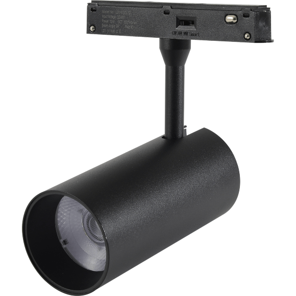 Crystal Lux CLT 0.33 003 12W BL 3CCT-SMART 1409/375 Черный магнитный трековый спот с CCT переключаемой цветовой температурой или SMART управлением (при исп. драйвера CLT 0.203 08/09 SMART), 12Вт 1020Лм 3000,4000,6000К 24° CRI90 48V