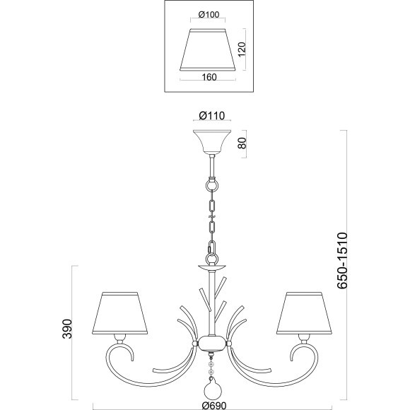 Люстра подвесная Freya FR2013PL-05G Gisela под лампы 5xE14 40W