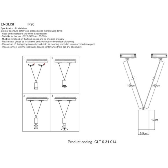 Однофазный двужильный трековый светильник Crystallux CLT 0.31 014 GO под сменную лампу GU10