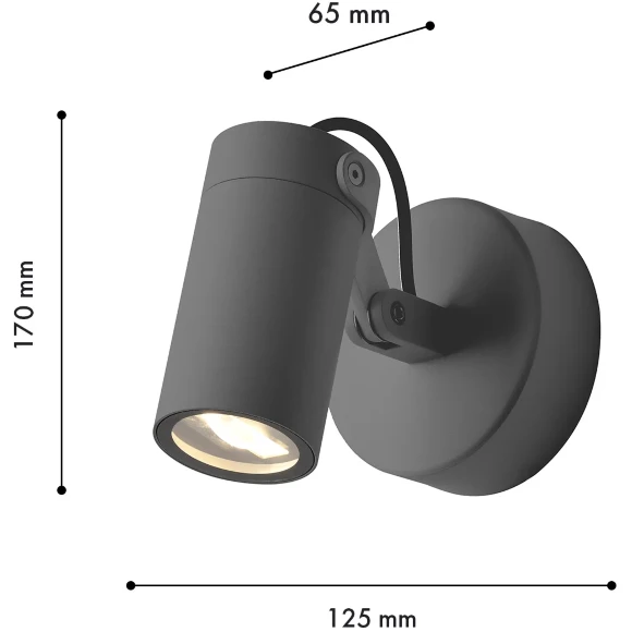 Favourite Slit 4807-1W Уличный современный настенный фасадный светильник, поворотный плафон цилиндр, черный матовый металл, стекло, LED 6Вт 3000K 525Лм CRI90 30° IP65 220В