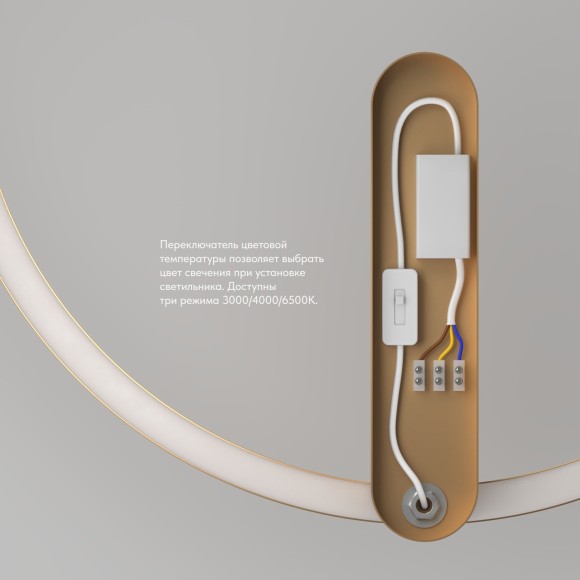 DK5035-SG Бра ROUND со светодиодом, IP20, 24W, 3000/4000/6500K, матовое золото, алюминий