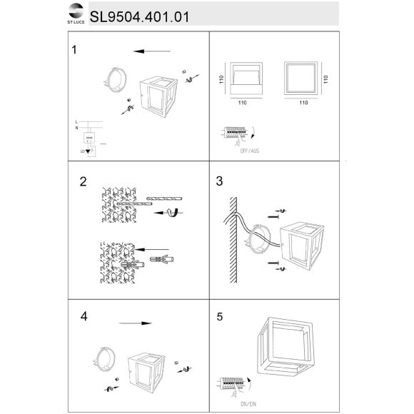 SL9504.401.01 Светильник уличный настенный ST-Luce Черный/Белый LED 1*5W 4000K ALCENO