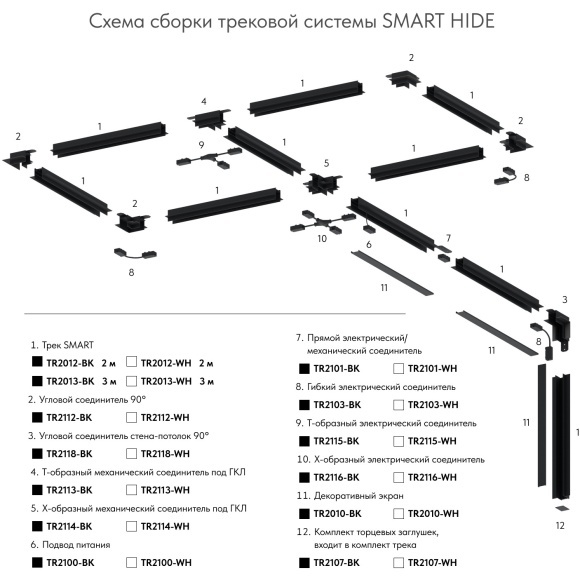 Соединитель питания прямой Smart 220V Denkirs TR2101-WH