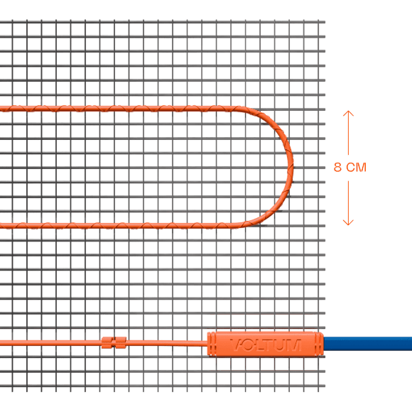 VLT01-150-6.0 Нагревательный мат (Теплый пол) длиной 12 метров и шириной полметра (0,5 метра) Voltum Т150 мощность 900Вт 150Вт/м², двужильный экранированный кабель, клеевая основа, укладка в плиточный клей/стяжку, гарантия 25 лет