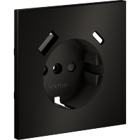 VLSM001012 Накладка металлическая для розетки с заземлением и защитными шторками, с зарядкой от USB (ТИП С + ТИП A) антрацитового цвета VOLTUM S70 Metal (антрацит)