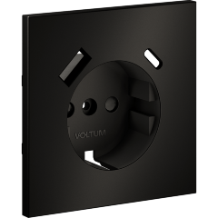 VLSM001012 Накладка металлическая для розетки с заземлением и защитными шторками, с зарядкой от USB (ТИП С + ТИП A) антрацитового цвета VOLTUM S70 Metal (антрацит)