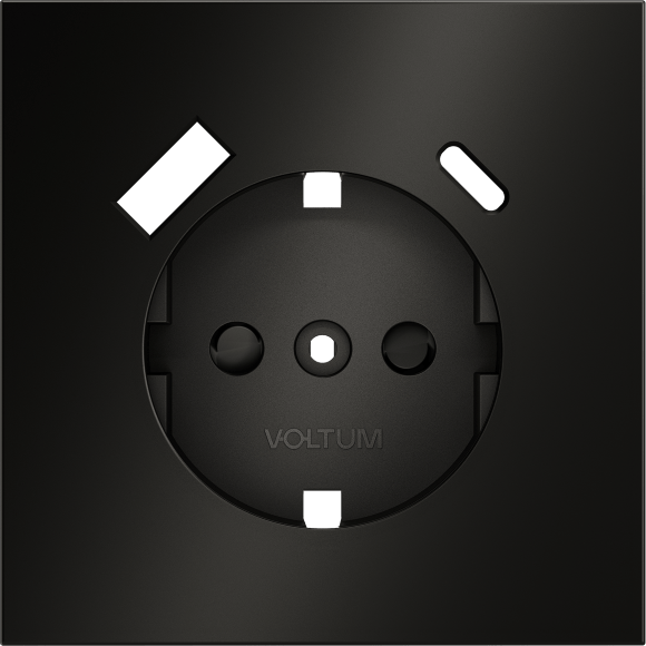 VLSM001012 Накладка металлическая для розетки с заземлением и защитными шторками, с зарядкой от USB (ТИП С + ТИП A) антрацитового цвета VOLTUM S70 Metal (антрацит)