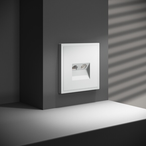 VLS060702 Розетка компьютерная RJ45 и ТV Телевизионная оконечная для антренных кабелей RG6 или РК 75-4,8-31. Патчкорд категории 6Е (для проводов CAT5-CAT6 до 10 Гбит/сек) белого матового цвета VOLTUM S70 (белый матовый)