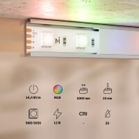 Maytoni 201195 Цветная светодиодная RGB лента 5 метров, ширина 10мм серия BASE SMD5050 12V 14,4Вт/м IP20 120° кратность резки 50мм, раб. температура -30...+60°С