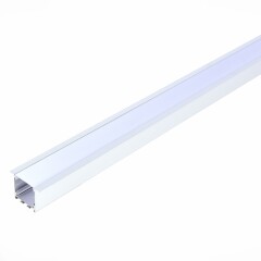 ST017.129.06 Встраиваемый алюминиевый 2м профиль с фланцем (кромкой), с рассеивателем для светодиодной ленты, размеры 2000×50×35мм. В комплекте: рассеиватель 2м; торцевые заглушки 2шт