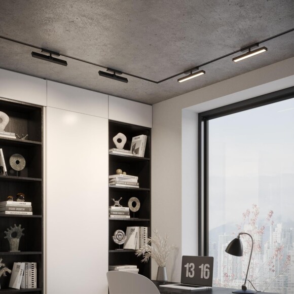 Novotech STRATUS 359772 Черный однофазный двужильный трековый светодиодный светильник, линейный 30см, поворотный, CCT перекл. цветовой температуры, LED 18Вт 1080Лм 2700;3200;4000К CRI90 105° IP20 220В, коэф. пульсации < 1%