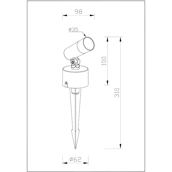 Favourite Micron 4808-1T Серый уличный ландшафтный грунтовый светильник с креплением колышком в землю, L98xW35xH310, LED 10Вт, 875Лм, 3000К, CRI90, 60°, IP65, 220В