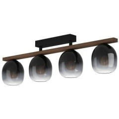 900185 Потолочный светильник FILAGO, 4x40W, E27, L880, B145, H250, сталь, дерево, черный, коричневый/стекло, темно-серый полупрозрачный