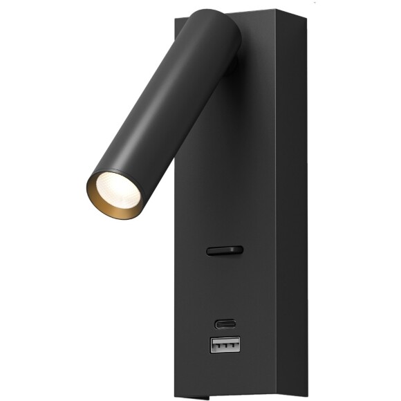 Светильник настенный с USB портом и usb type-c DK5090-BK Denkirs CHARGELUX, USB-A 3Вт, 3000К