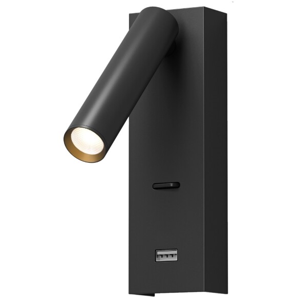 Светильник настенный с USB портом и usb type-c DK5090-BK Denkirs CHARGELUX, USB-A 3Вт, 3000К
