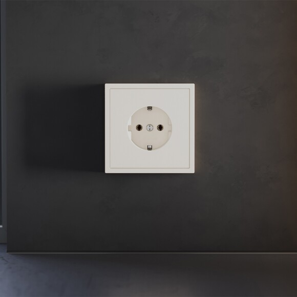 VLS000613 Накладка для розетки с заземлением бежевого цвета VOLTUM S70 (хлопок)