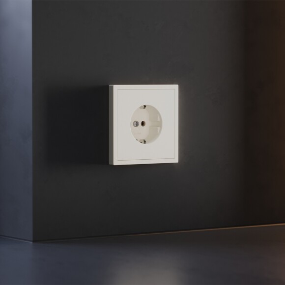 VLS000613 Накладка для розетки с заземлением бежевого цвета VOLTUM S70 (хлопок)