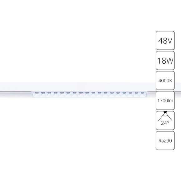 A4665PL-1WH Трековый магнитный светодиодный светильник Arte Lamp Linea 2.0 CRI90+ 4000К 1700Лм 24° 18Вт A4665PL-1WH Трековый магнитный светодиодный светильник Arte Lamp Linea 2.0 CRI90+ 4000К 1700Лм 24° 18Вт