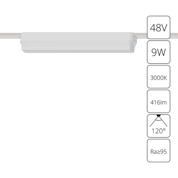 A1153PL-1WH Трековый магнитный светодиодный светильник Arte Lamp Rapid 48V CRI90+ 3000К 416Лм 120° 9Вт