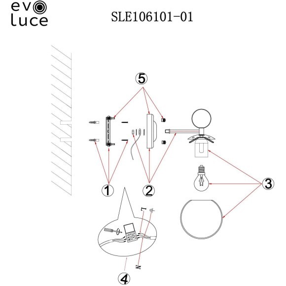 SLE106101-01 Светильник настенный Хром/Белый E27 1*60W PECHIO