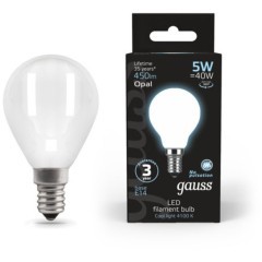 105201205 Лампа Gauss LED Filament Шар OPAL E14 5W 450lm 4100K 1/10/50