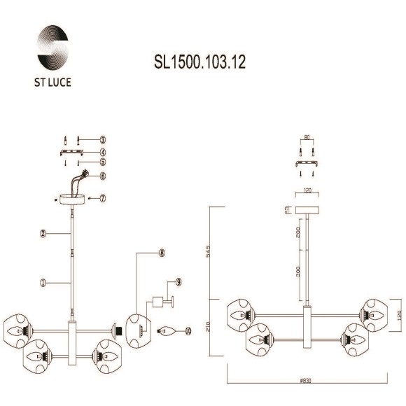 SL1500.103.12 Светильник подвесной ST-Luce Хром/Дымчатый E14 12*40W FOVIA SL1500.103.12 Светильник подвесной ST-Luce Хром/Дымчатый E14 12*40W FOVIA