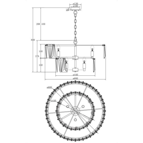 Подвесная люстра Puntes MOD043PL-12G