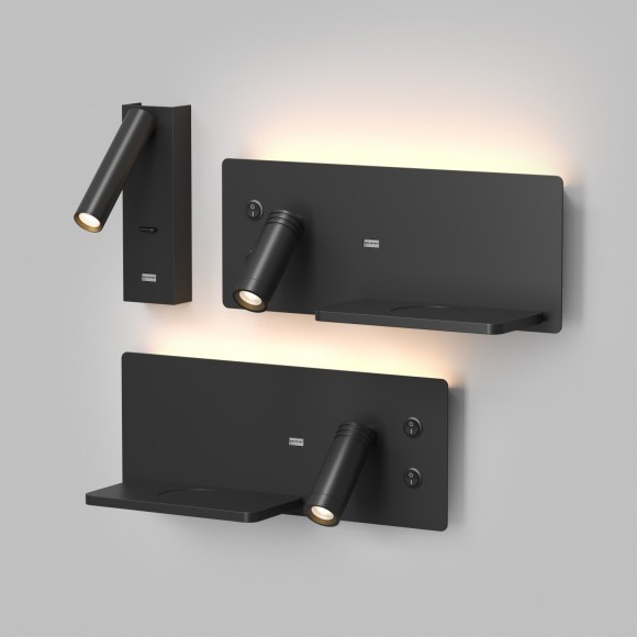 Светильник настенный DK5092-BK Denkirs с функцией беспроводной зарядки телефона CHARGELUX USB-A  usb type-c, 3Вт+8Вт, 3000К