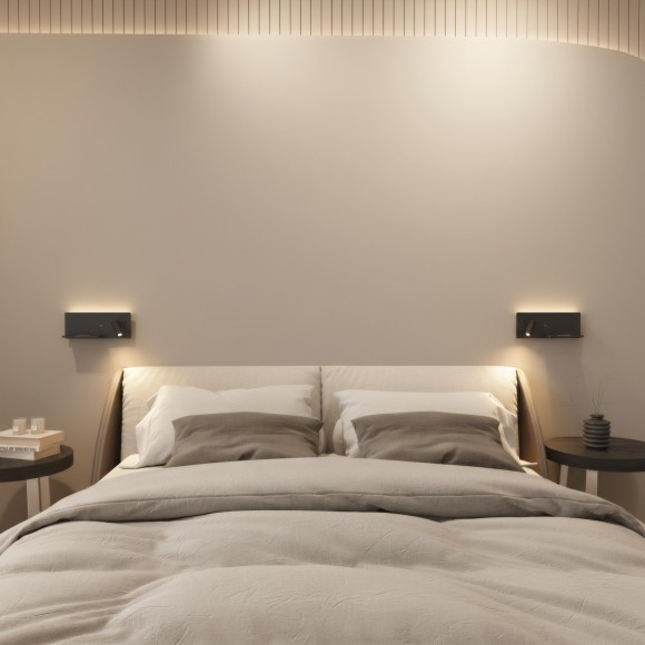 Светильник настенный DK5092-BK Denkirs с функцией беспроводной зарядки телефона CHARGELUX USB-A  usb type-c, 3Вт+8Вт, 3000К